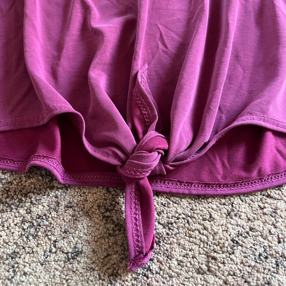 Pink/Purple Tie Blouse with Layered Short Sleeves - Picture 5 of 6
